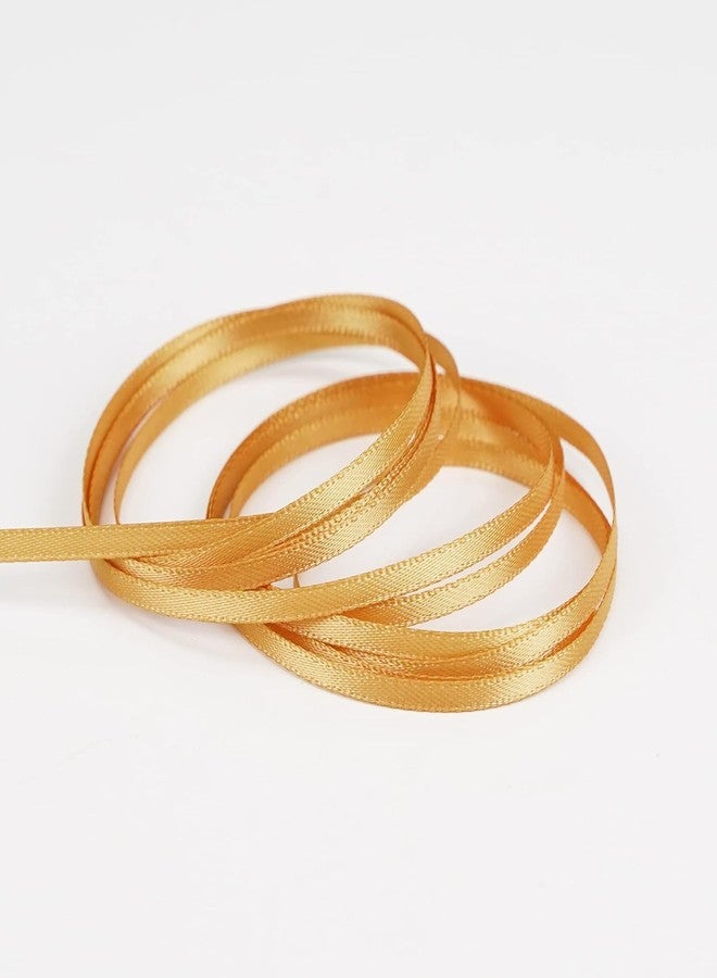 Delite Ribbons شريط ساتان مزدوج الوجه (عرض 0.25 بوصة، طول 45 متر) للأعمال اليدوية، تغليف الهدايا، صنع فيونكات يدوية، خياطة هدايا عيد الميلاد وبطاقات الدعوة (ذهبي) - Image 2