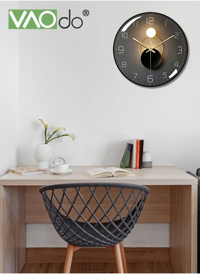 VAOdo 12 Inch Wall Clock Silent Quartz Clock Tempered Anti-Fog Glass Accurate Travel Time Home Decoration Clock Suitable for Bedroom Kitchen Living Room Office  - Image 4