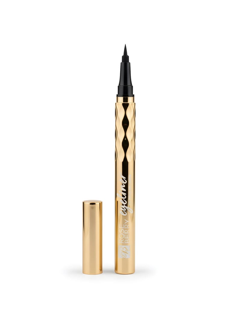 Rose Berry Eyeliner Thick Black, Single Stroke Super Glide Liquid Eyeliner, 1g - Image 1