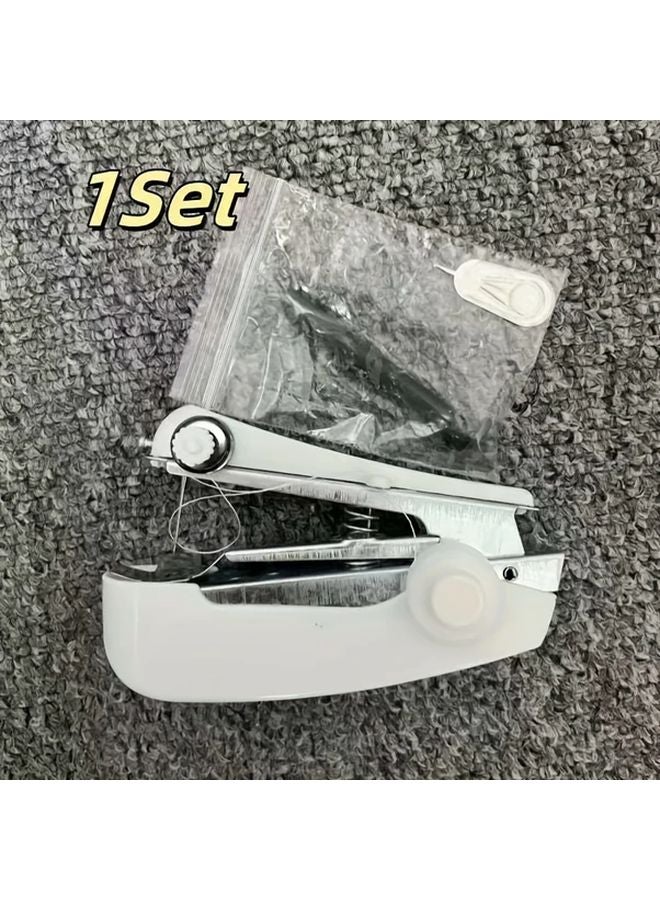 Portable Handheld Sewing Machine White 1 Set Compact Fast Sewing Tool For Fabric Clothing Repair - Image 1