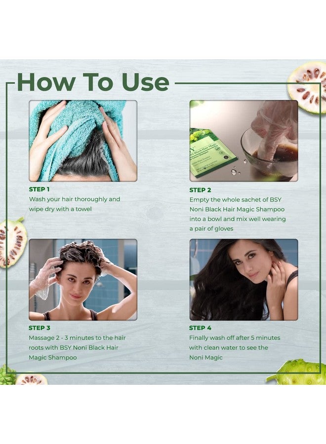 بي اس واي BSY، فاكهة النوني للشعر الأسود، مع مستخلصات فاكهة النوني الهاوايية الطبيعية والأعشاب، خالية من الأمونيا، لا تسبب تساقط الشعر، معتمدة من GMPC وCOA (20 مل × 4 أكياس) - Image 4