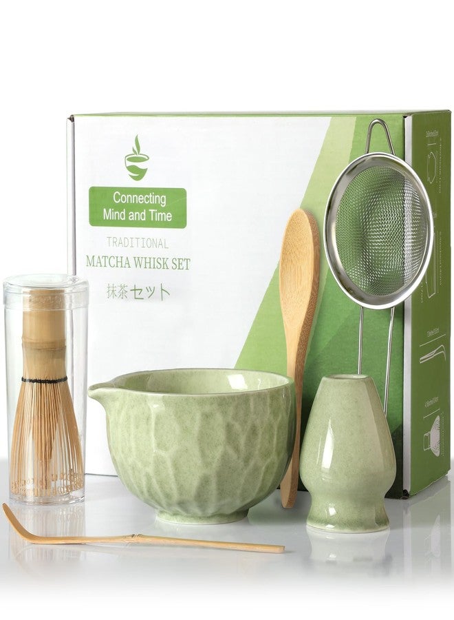 Boosolo Matcha whisk Set,Japanese Matcha Set,Matcha Bowl with Spout,Matcha Whisk and Holder,Bamboo Scoop,Sifter - 6 Pcs Tea Set for Matcha Lover,Tea Ceremony(Green) - Image 1