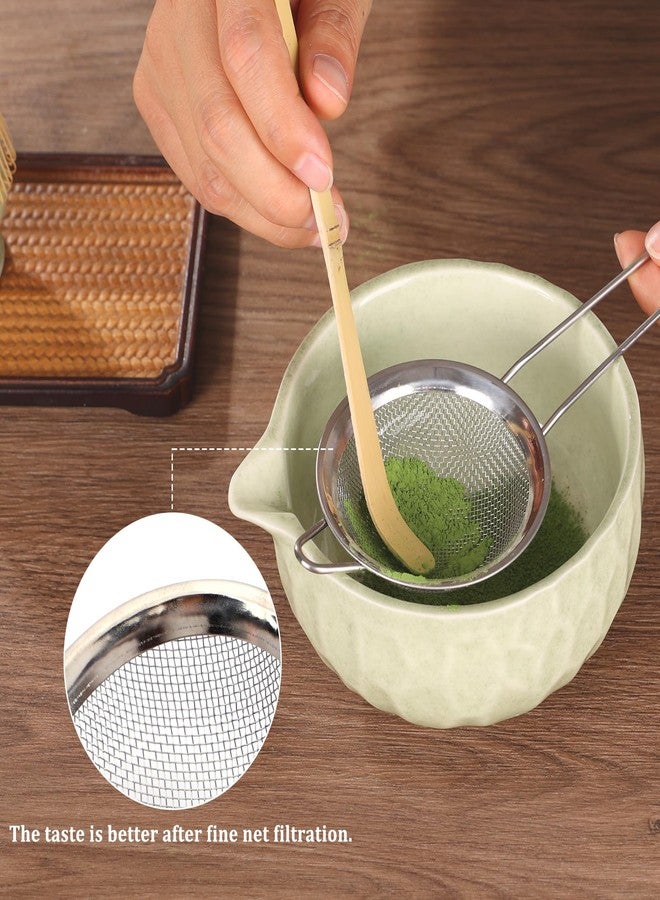 Boosolo Matcha whisk Set,Japanese Matcha Set,Matcha Bowl with Spout,Matcha Whisk and Holder,Bamboo Scoop,Sifter - 6 Pcs Tea Set for Matcha Lover,Tea Ceremony(Green) - Image 4