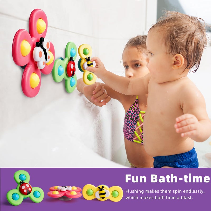 LiKee Strong Suction Cup Fidget Rotating Sensory Bath Toys for Baby Christmas Stocking Stuffers, Airplane Car Travel Table & Window Toys for Toddler Boys and Girls, 12+ Months - Image 5
