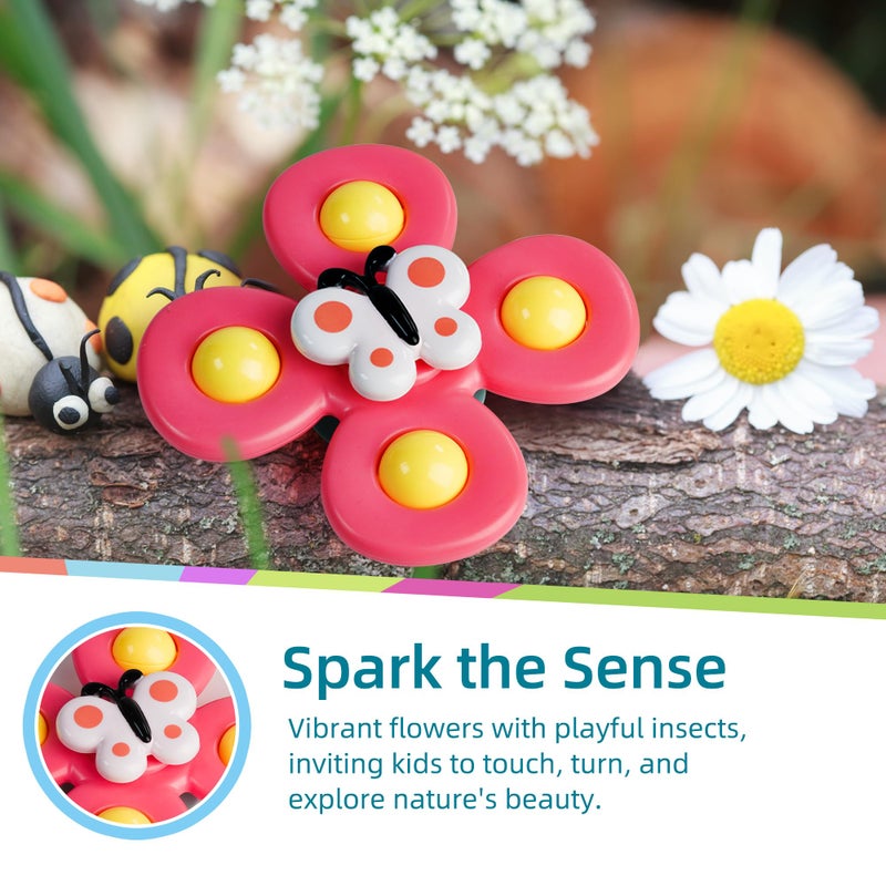 LiKee Strong Suction Cup Fidget Rotating Sensory Bath Toys for Baby Christmas Stocking Stuffers, Airplane Car Travel Table & Window Toys for Toddler Boys and Girls, 12+ Months - Image 4