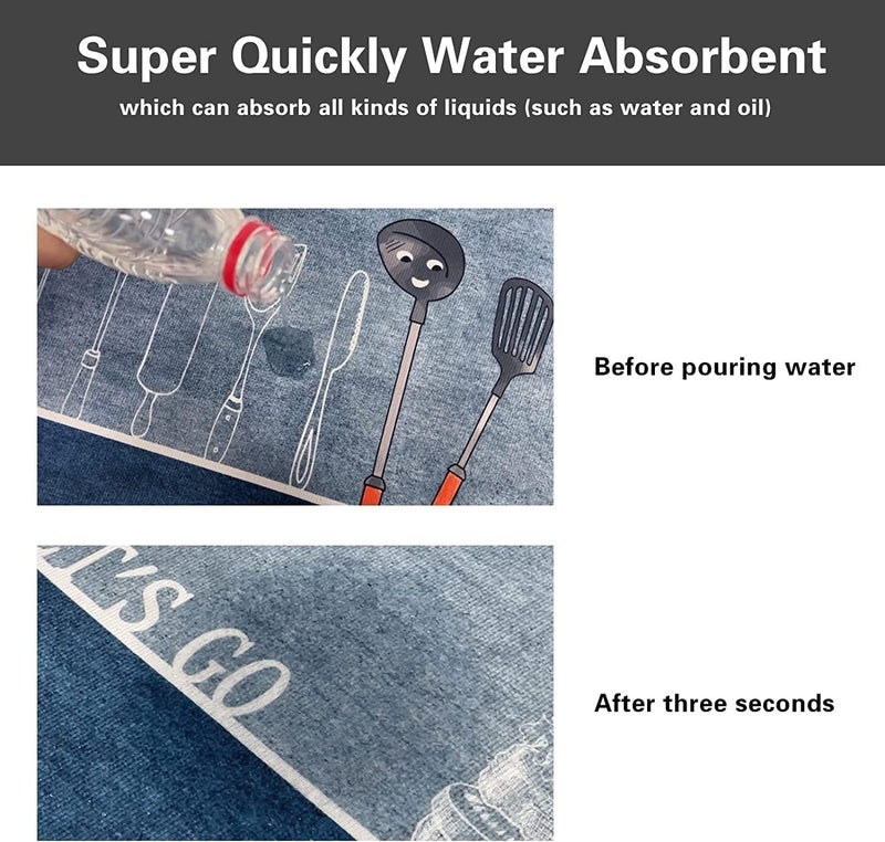 PEAKTASTE Non Slip Microfiber Kitchen Mats 2 Pcs Waterproof Memory Foam AntiSlip Floor Mats Comfort Runner Rug Carpets for Kitchen - Image 4