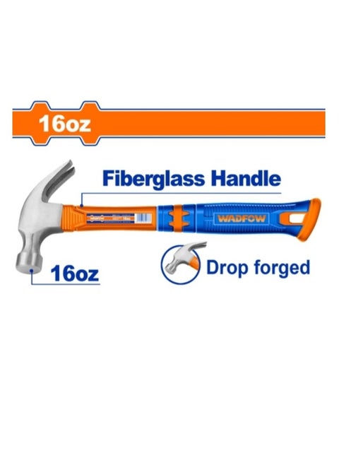 Wadfow Claw Hammer with Fibreglass Handle 16oz (WHM3316)