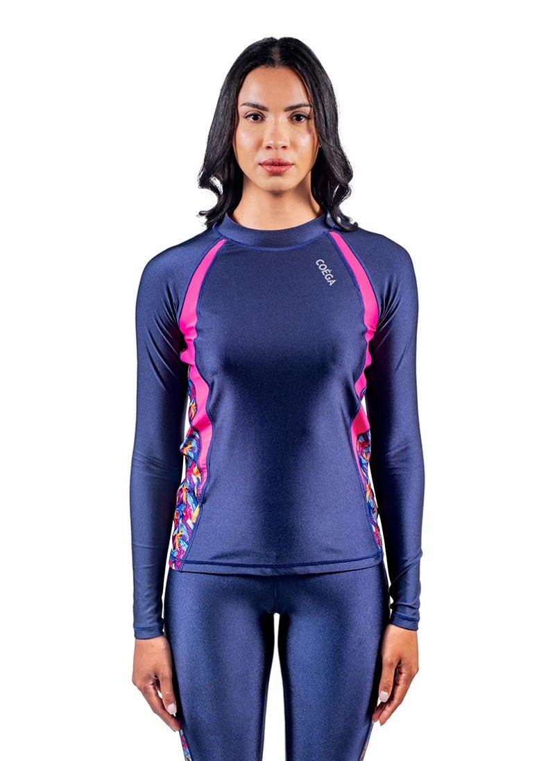 COEGA SUNWEAR COEGA Ladies Rashguard Long Sleeve - Blue Teal Tropical - Image 1