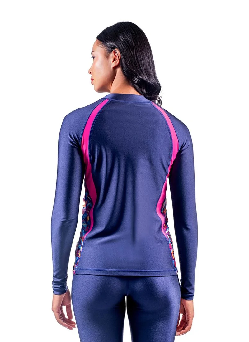 كويجا صن وير COEGA Ladies Rashguard Long Sleeve - Blue Teal Tropical