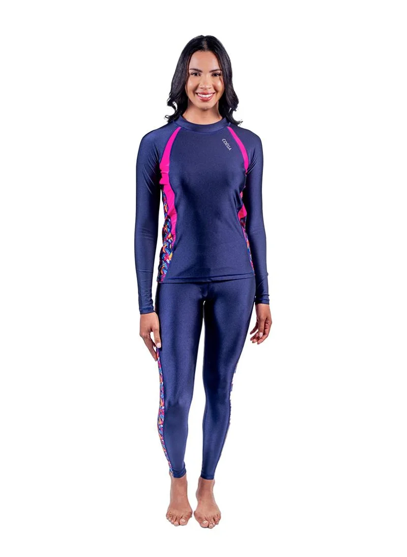 COEGA SUNWEAR COEGA Ladies Rashguard Long Sleeve - Blue Teal Tropical