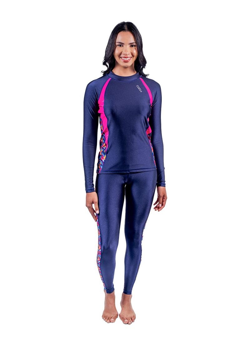 COEGA SUNWEAR COEGA Ladies Rashguard Long Sleeve - Blue Teal Tropical - Image 3