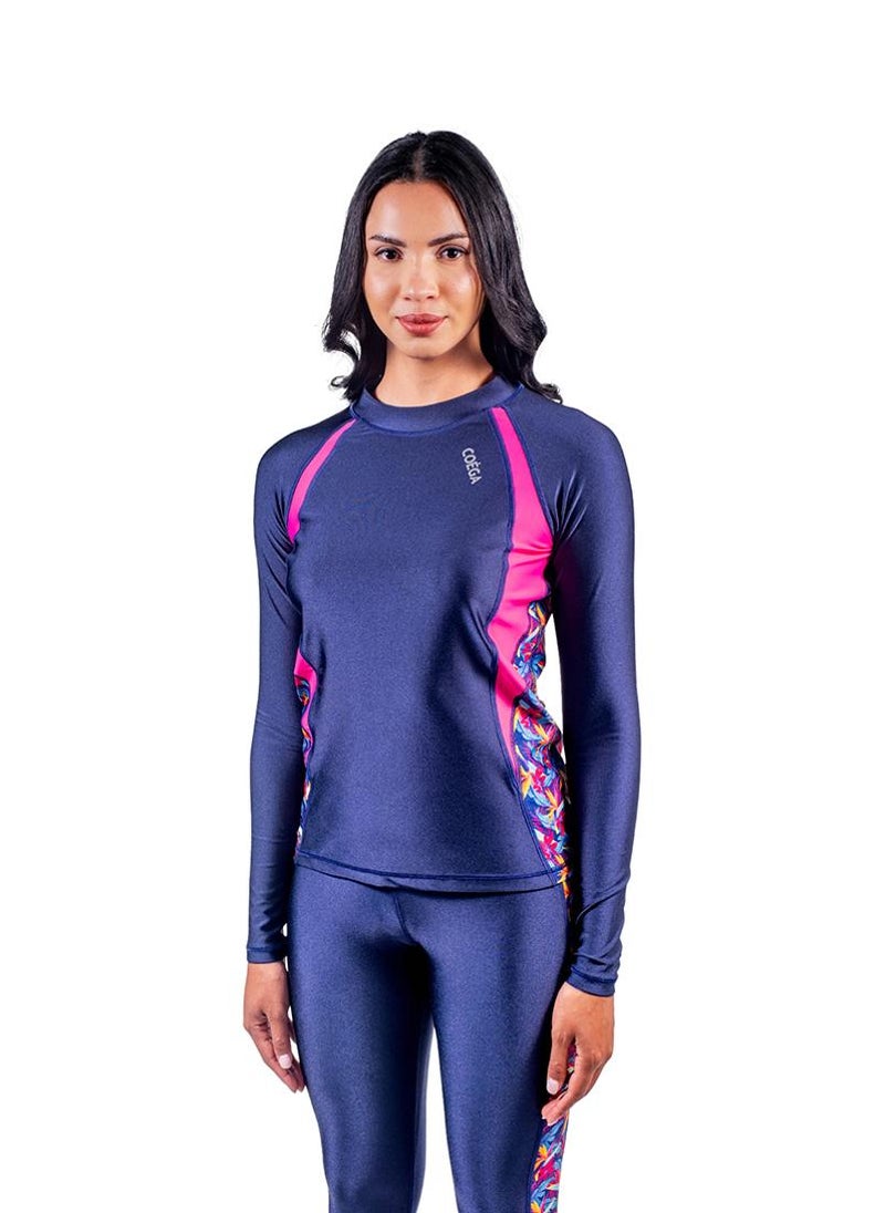 COEGA SUNWEAR COEGA Ladies Rashguard Long Sleeve - Blue Teal Tropical - Image 4