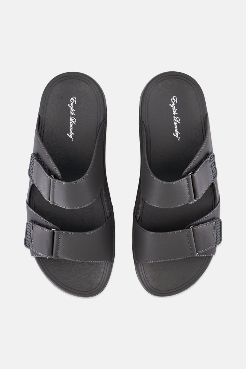 English Laundry Men 2 Strap Slip On Arabic Sandals, Grey  - Image 3