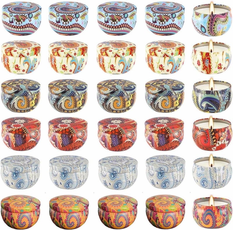 Phinicco 2.5oz Candle Tins for Candle Making 24 Pcs Empty Candle Tins with Lids Candle Jars (6 Colors) - Image 1