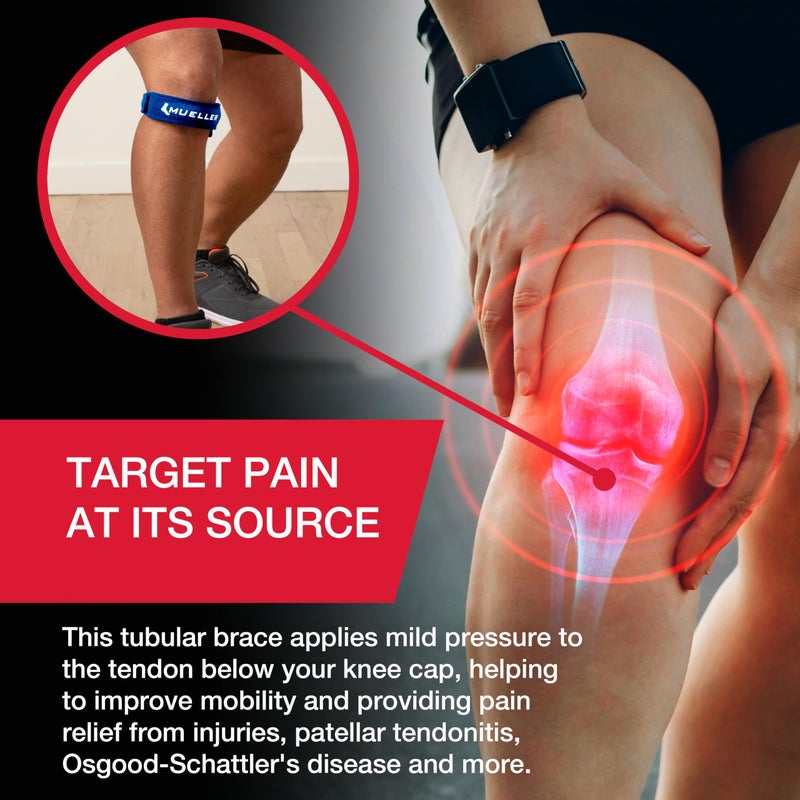 MUELLER Sports Medicine Jumper's Knee Single Strap for Men and Women, Knee Compression and Pain Relief Support, Ideal for Osgood-Schlatter's, Patellar Tendinitis, Blue, One Size - Image 5