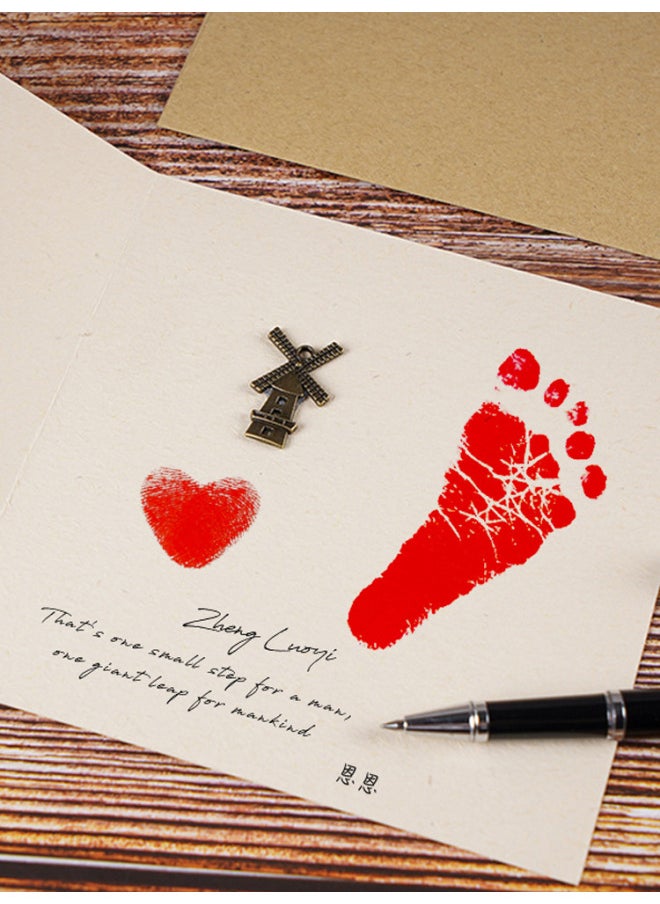 # Baby's Full Moon Footprint Retro Greeting Card Sense Creative Three-dimensional Wind One Year's Birthday Commemoration 100 Days-Specifications:Two Three-dimensional Windmills (comes With Ink Pad And Blessing Pen)