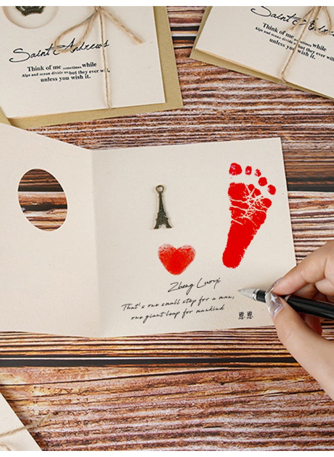 # Baby's Full Moon Footprint Retro Greeting Card Sense Creative Three-dimensional Wind One Year's Birthday Commemoration 100 Days-Specifications:Two Three-dimensional Windmills (comes With Ink Pad And Blessing Pen)