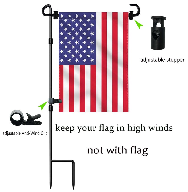 Akeydeco Garden Flag Stand-Holder-Pole with Flag Stopper and Clip Waterproof Powder-Coated Paint for House Flags,Decorative Yard Seasonal Flags - Image 2