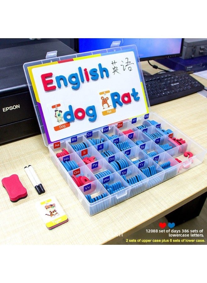Generic - Magnetic English Letters Magnetic Stickers Children's English Natural Spelling Magnet Toys Special For Early-Color:Color Mixing 1 Set Of Uppercase And 3 Sets Of Lowercase (increase The Base Plate To Send Cards) - Image 1