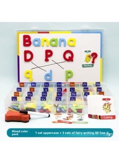 Magnetic English Letters Magnetic Stickers Children's English Natural Spelling Magnet Toys Special For Early-Color:Color Mixing 1 Set Of Uppercase And 3 Sets Of Lowercase (increase The Base Plate To Send Cards)