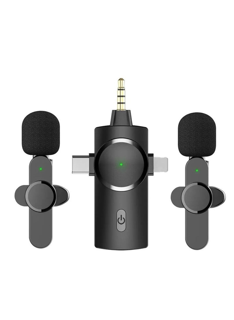 MOCOM 3-in-1 Lavalier Microphone - Smart Noise Cancelling, Wireless Transmission, Plug and Play - 3.5mm, Type C and Lightning Plug For iPhones iPad Android Phones PC  - Image 1
