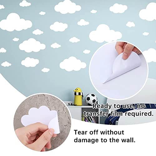 CUGBO 31pcs Big Clouds Vinyl Wall Decals DIY Wall Sticker Removable Wall Art Decor 4-10 inch for Living Room Nursery Kids Room(White) - Image 4