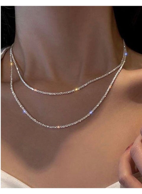Elegant Silver Plated Sparkling Necklace For Women