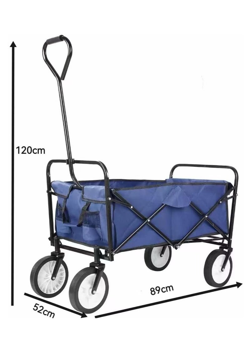 Rubik Folding Camping Picnic Trolley Cart with 4 Wheels and 70kg Load Capacity - Foldable Utility Garden Hand Push Wagon Dolly for Shopping Outdoor (Red) - Image 3