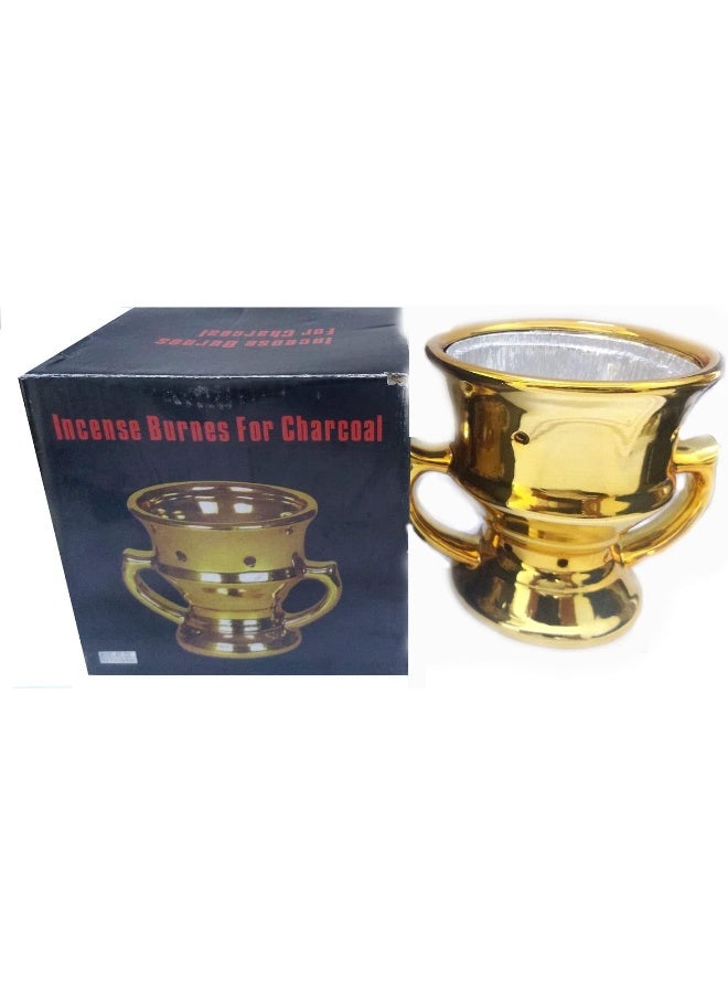 SAQOWARE Ceramic Bakhoor Burner Medium, Ceramic Arabic Bakhoor Burner with Removable Aluminum Ash Cup, Arabic Incense Burner, Oud Burner, مدخان, مبخرة, Bakhoor  Burner  - Image 4