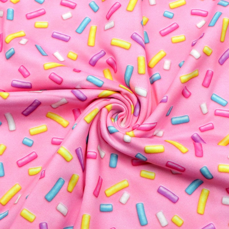 David Angie قماش بوليستر ناعم مزدوج مطبوع من David Angie Candy، نسيج محبوك ناعم وسلس في 4 اتجاهات من The Yard لخياطة الفستان (وردي) - Image 1