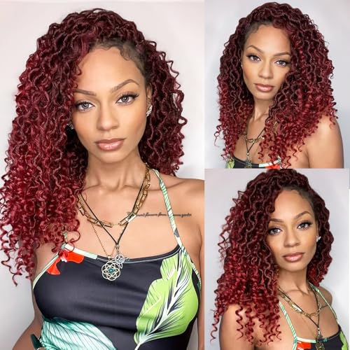 Forevery Goddess Locs Crochet Hair 12 Inch Goddess Faux Locs Crochet Hair for Black Women Pre Looped 6 Packs Bugurdy Boho Crochet Locs with Curly Ends, Long-Lasting & Low-Maintenance - Image 1