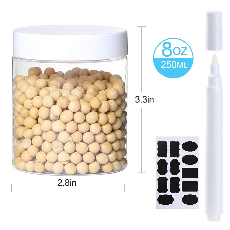 Dabacc 24Pack 8oz Plastic Jar Storage Container with White Lids Airtight Clear Wide-mouth Slime Storage Jars for Cosmetic Cream Light Clay - Image 2