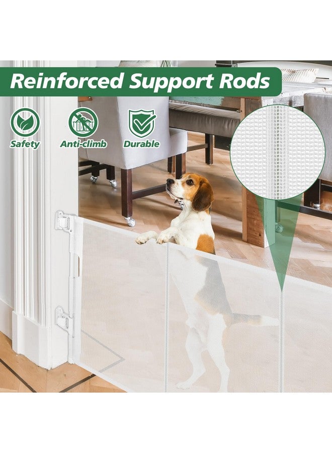 Bingguz Reinforced 24 Inch Tall Retractable Baby Gates for Dogs, Short Dog Gates to Step Over, Expands 0-55 Inches Wide, Mesh Pet Gate with Support Rods, Small Puppy Gates for The House, White - Image 3