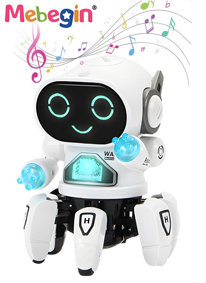 MEBEGIN - Dancing Robot Toy with Flashing Lights and Sound Effects, Companion Robot with Moving Arms and Legs, Creative Moving Toy with Cute Appearance, Suitable for Promoting Babies' Crawling and Walking Abilities, Ideal Gift for Kids, 15*15*18cm - Image 1