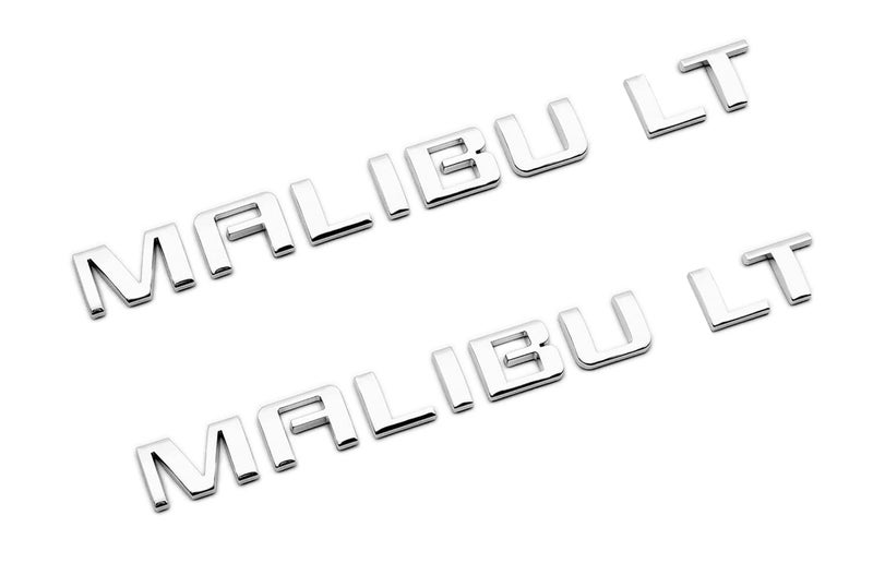 2Pc Malibu LT Emblem Rear Trunk Lid Door Letter Logo Badge Nameplate Sport Replacement for 1015 Malibu 22842006 Chrome
