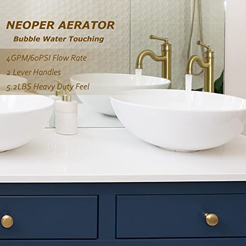 WINKEAR Vessel Sink Faucet Brushed Gold Bathroom Tall Faucet Single Hole Deck-Mount Pop up Drain Assembly Without Overflow Water Supply Lines Included - Image 2