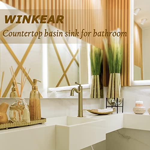 WINKEAR Vessel Sink Faucet Brushed Gold Bathroom Tall Faucet Single Hole Deck-Mount Pop up Drain Assembly Without Overflow Water Supply Lines Included - Image 3