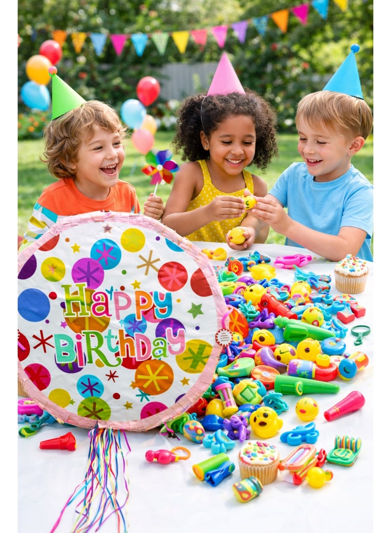 JOLLITY LLC Pull String Happy Birthday Piñata with 30 Mini Filler Toys – Kids Party Game, Safe Smash-Free Piñata for Birthday & Celebration - Image 5