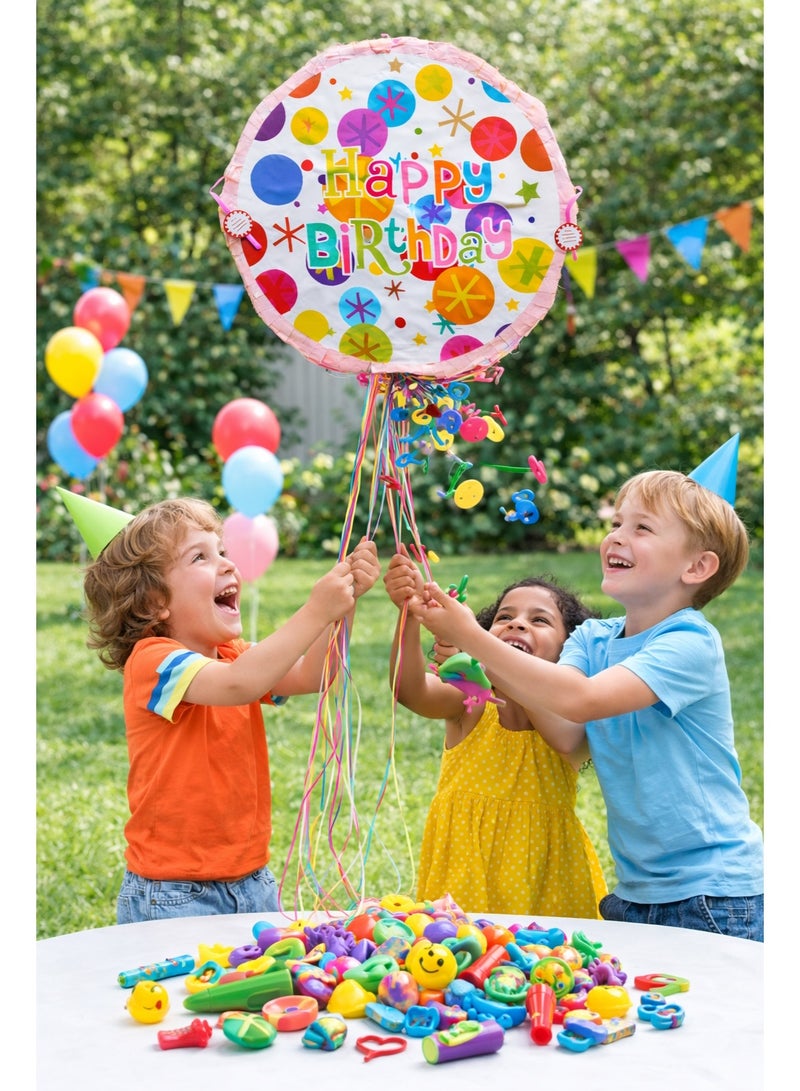 JOLLITY LLC Pull String Happy Birthday Piñata with 30 Mini Filler Toys – Kids Party Game, Safe Smash-Free Piñata for Birthday & Celebration - Image 3