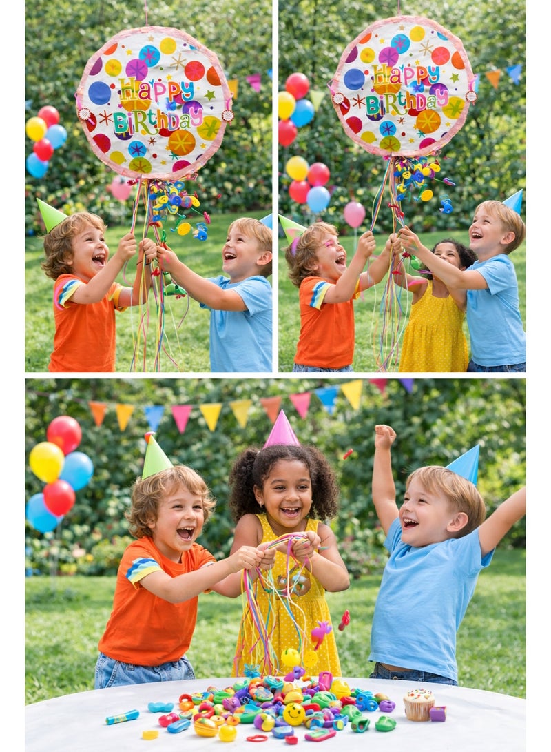 JOLLITY LLC Pull String Happy Birthday Piñata with 30 Mini Filler Toys – Kids Party Game, Safe Smash-Free Piñata for Birthday & Celebration - Image 4