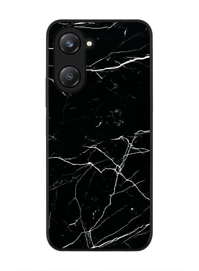 Stylizedd Rugged Black edge case for Vivo Y28s 5G / Vivo Y18 4G /Vivo Y03 4G, Slim fit Soft Case Flexible Anti Drop TPU Gel Thin Cover - Marble Print Black  - Image 1