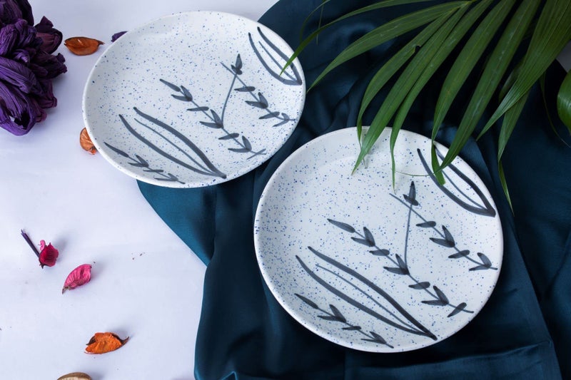 Caffeine Ceramic Handmade Stoneware White Bamboo Quarter Plate 7”(Set of 4 Dishwasher & Microwave Safe) - Image 4