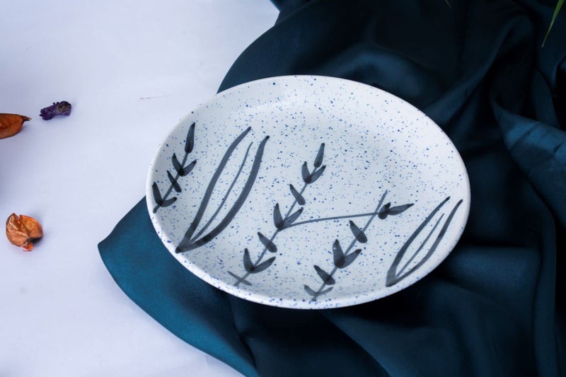 Caffeine Ceramic Handmade Stoneware White Bamboo Quarter Plate 7”(Set of 4 Dishwasher & Microwave Safe) - Image 5