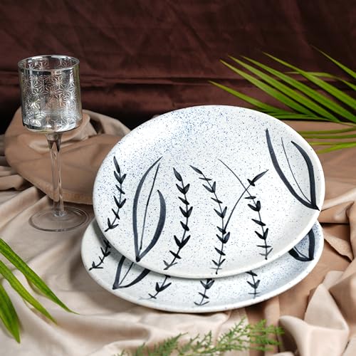 Caffeine Ceramic Handmade Stoneware White Bamboo Quarter Plate 7”(Set of 4 Dishwasher & Microwave Safe) - Image 3