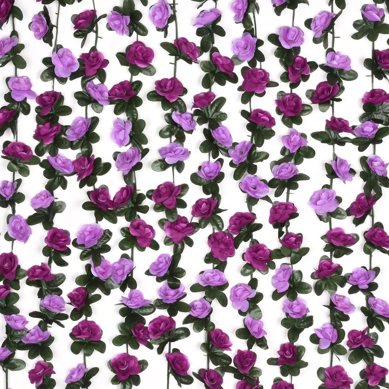 BLEUM CADE 2Pcs 16.4Ft Flower Garland Artificial Rose Vines for Bedroom, Cute Fake Hanging Flower Vines Floral Garland Decorations for Wedding Party Wall Room Decor Aesthetic - Image 1