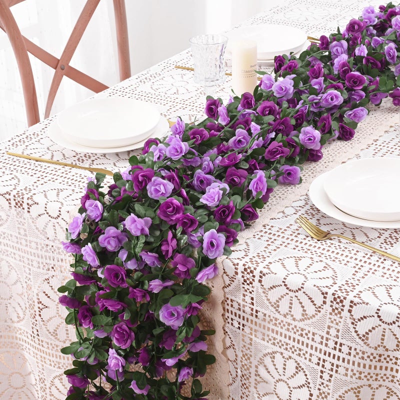 BLEUM CADE 2Pcs 16.4Ft Flower Garland Artificial Rose Vines for Bedroom, Cute Fake Hanging Flower Vines Floral Garland Decorations for Wedding Party Wall Room Decor Aesthetic - Image 5