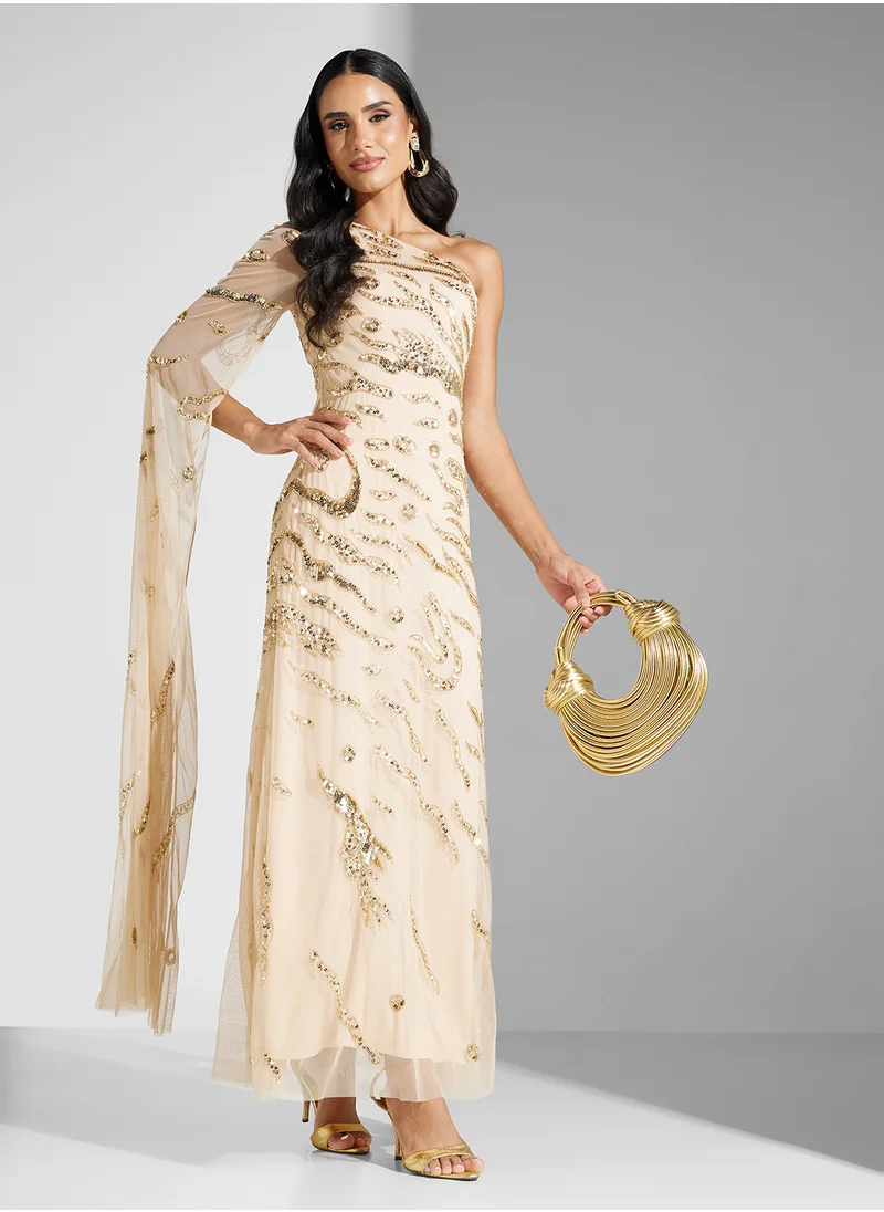 اميليا روز Embellished One Shoulder  Dress