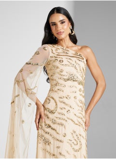 Amelia Rose Embellished One Shoulder  Dress  - Image 3
