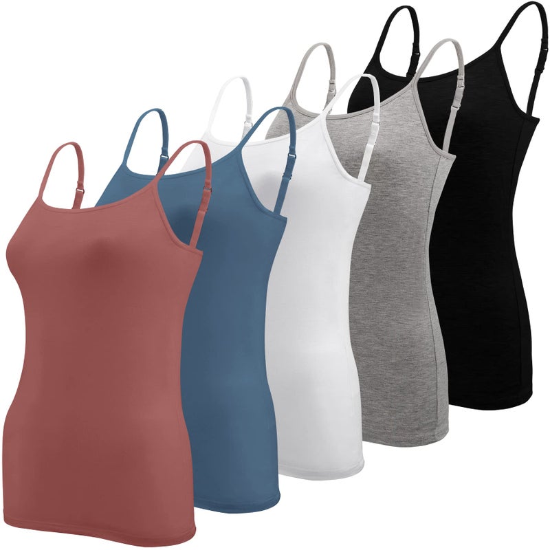 BQTQ 5 Pcs Womens Camisole Tank Tops Undershirt Spaghetti Strap Camisoles Pack, M - Image 1