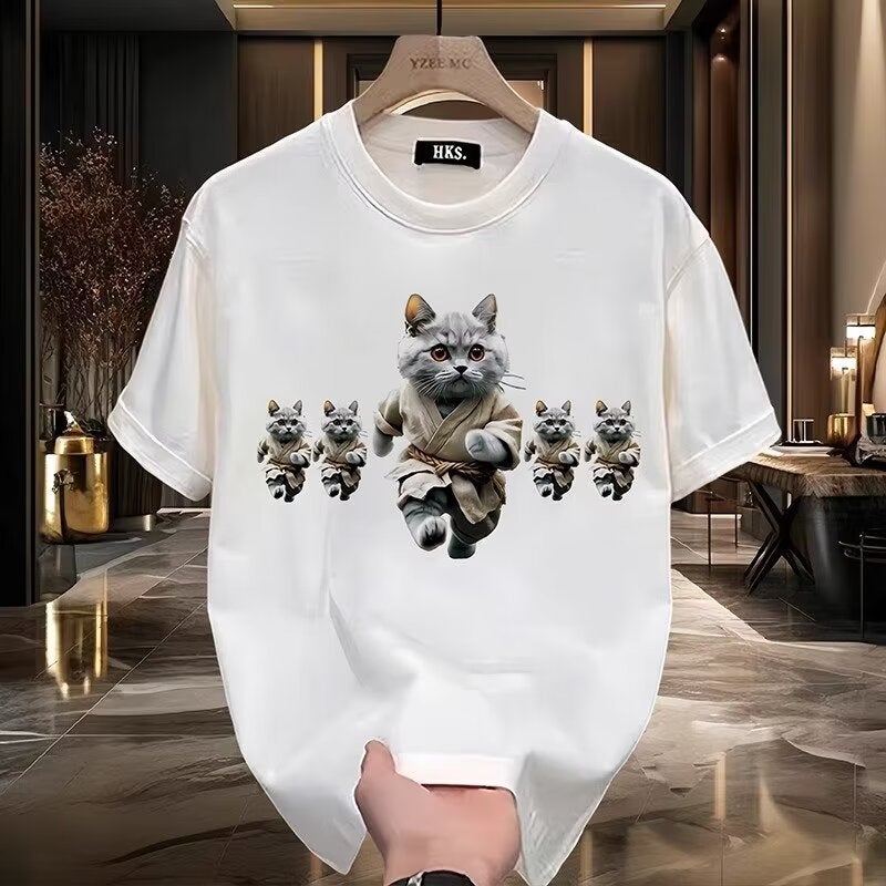 Cartoon Printed Round Neck Arrival Half-Sleeve Loose Fashionable Plus Size Short-Sleeved Casual All-Match Distinctive Trendy T-Shirt For Men - Image 1